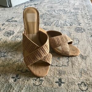 Dolce Vita Raffia cross strap heeled slide sandals size 8
